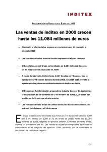 Las ventas de Inditex en 2009 crecen hasta los 11.084