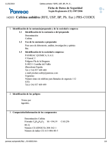 Cafeína anhidra *(RFE, USP, BP, Ph. Eur.) PRS