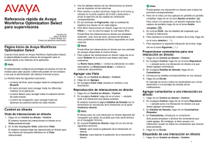 Referencia rápida de Avaya Workforce Optimization