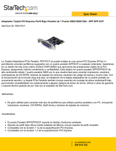 Adaptador Tarjeta PCI-Express Perfil Bajo Paralelo de 1 Puerto