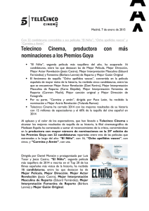 Telecinco Cinema, productora con más nominaciones a