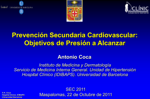 `Prevención secundaria cardiovascular: objetivos de presión a