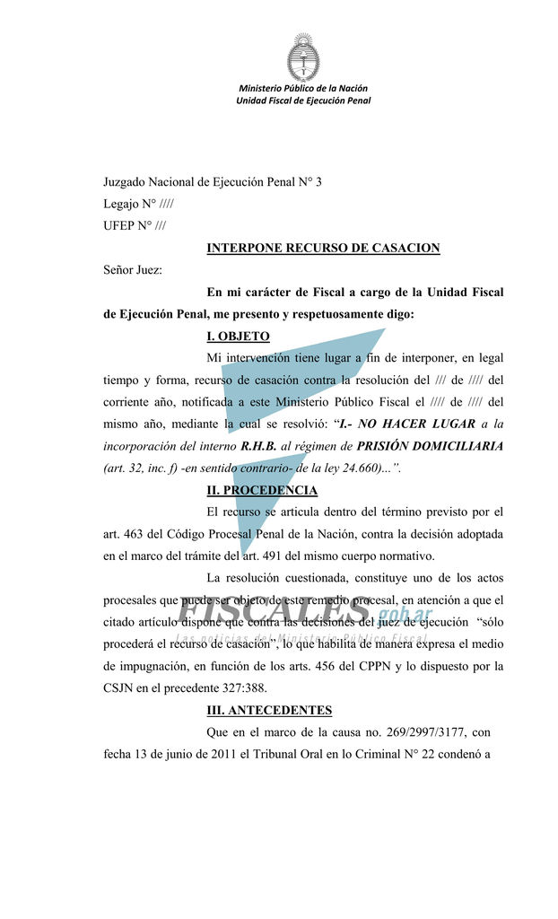 Juzgado Nacional De Ejecución Penal N° 3 Legajo N° //// UFEP N