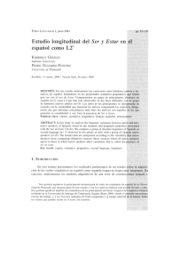Estudio longitudinal del Ser y Estar en el español como L2`“