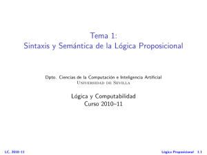 Tema 1: Sintaxis y Semántica de la Lógica Proposicional