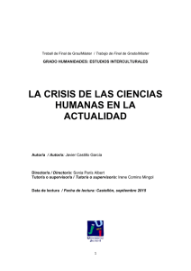 LA CRISIS DE LAS CIENCIAS HUMANAS EN LA ACTUALIDAD