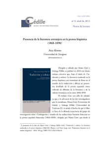 Presencia de la literatura extranjera en la prensa hispánica (1868