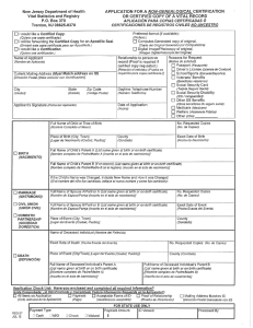 New Jersey Department of Health APPLICATION FOR A NON
