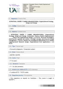 1.- Asignatura / Course Title ESTRATEGIA, DISEÑO Y CAMBIO