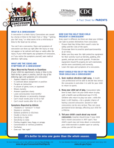 Heads Up Concussion in Youth Sports: A Fact Sheet