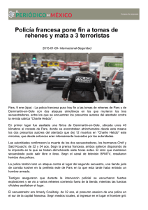 Policía francesa pone fin a tomas de rehenes y mata a 3 terroristas