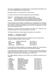 Llista d`adjudicataris i ordre de la llista d`espera dels horts de Mas