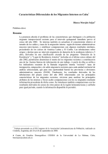 Características Diferenciales de los Migrantes Internos en Cuba