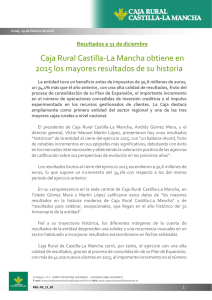 Caja Rural Castilla-La Mancha obtiene en 2015 los mayores