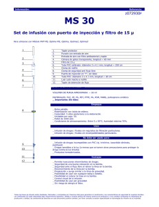 Set de infusión con puerto de inyección y filtro de 15 µ