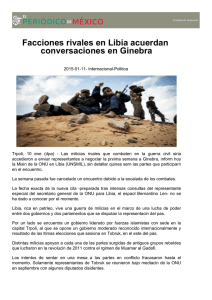 Facciones rivales en Libia acuerdan conversaciones en Ginebra