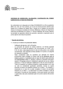 Criterios de corrección, valoración y superación del primer ejercicio