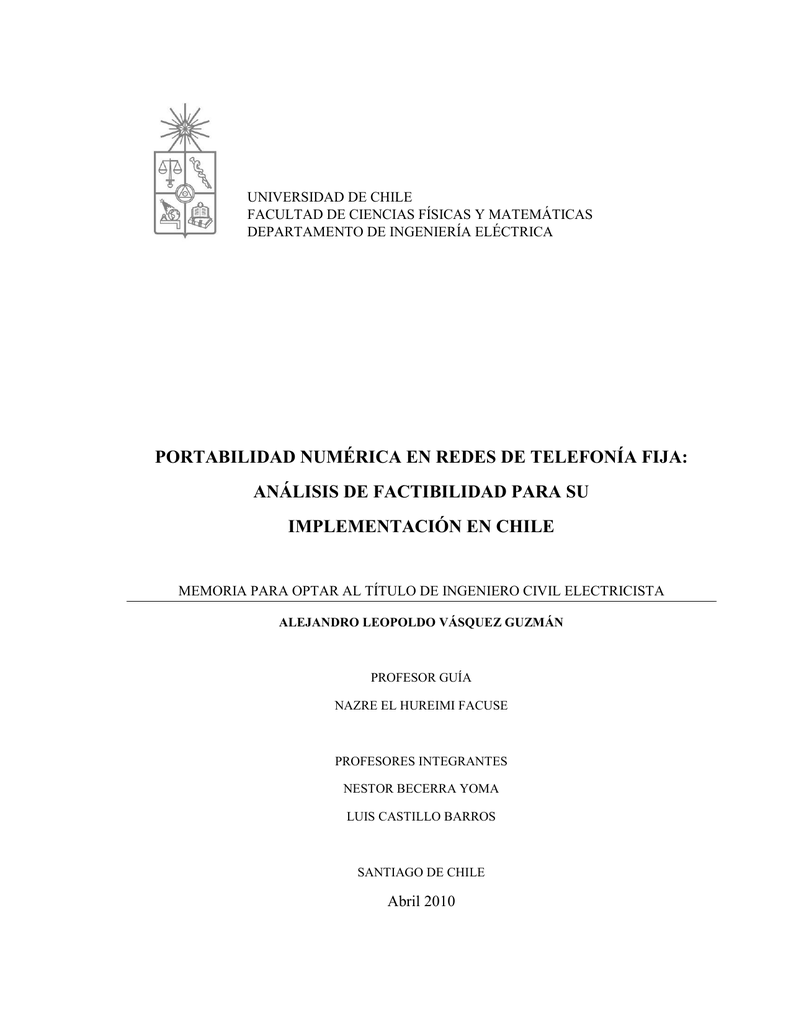 PORTABILIDAD NUMÉRICA EN REDES DE TELEFONÍA FIJA