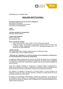 analisis institucional - Universidad Nacional de San Martín
