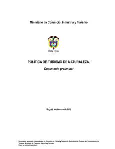 política de turismo de naturaleza. - Ministerio de Comercio, Industria