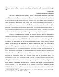 Militares, cultura política y proyecto económico en la Argentina de la