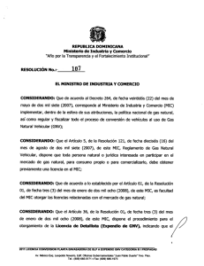 RESOLUCIÓN No.r 107 EL MINISTRO DE INDUSTRIA Y