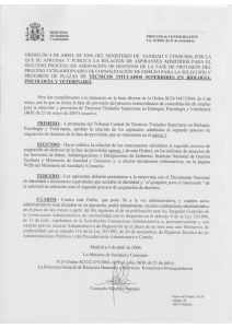 MINISTERIO , DE SANIDAD PROCESO de CONSOLIDACION