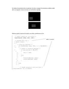 Se realiza el movimiento de un cuadrado. Con devc y opengl. (Los