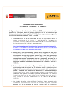 COMUNICADO Nº 013- 2012-OSCE/PRE EVALUACIÓN DE LA