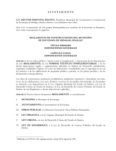 Reglamento de Construcciones del Municipio de Escuinapa de
