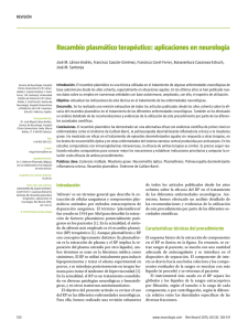 Recambio plasmático terapéutico: aplicaciones en neurología