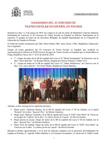 GANADORES DEL XI CONCURSO DE teatro escolar EN español