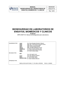 bioseguridad en laboratorios de ensayos, biomédicos y clinicos