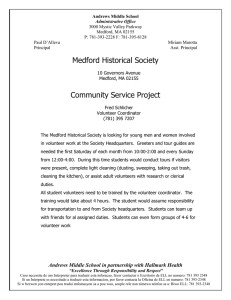 Medford Historical Society Community Service Project