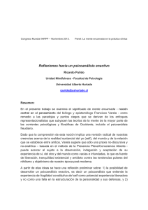 Reflexiones hacia un psicoanálisis enactivo. Ponencia en Panel La