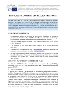 Servicios financieros: legislación relevante