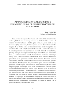 ¿ADÓNDE SE FUERON?: MODERNIDAD E INDIANISMO EN SAB