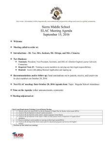 Sierra Middle School ELAC Meeting Agenda September 15, 2016