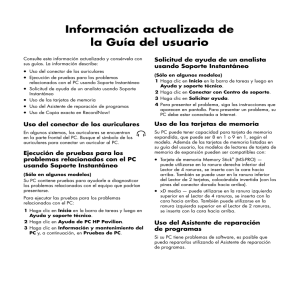 Información actualizada de la Guía del usuario