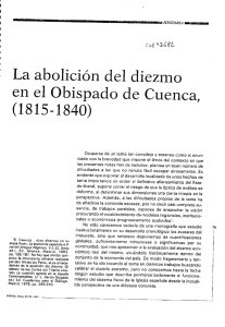 La abolición del diezmo en el Obispado de Cuenca,