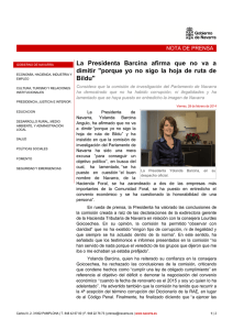La Presidenta Barcina afirma que no va a dimitir "porque yo no sigo