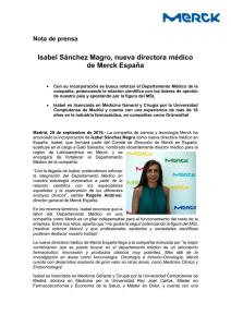 Nota de prensa Isabel Sánchez Magro, nueva directora