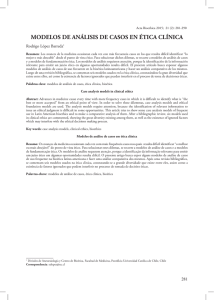 MODELOS DE ANÁLISIS DE CASOS EN ÉTICA CLÍNICA