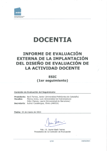 Informe de Evaluación Externa de la Implantación del Diseño