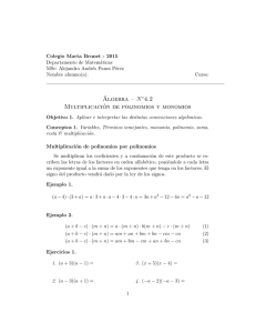 Álgebra – N 4.2 Multiplicación de polinomios y monomios