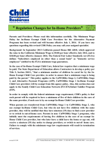 Regulation Changes for In-Home Providers