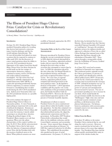 The Illness of President Hugo Chávez Frías: Catalyst for Crisis or