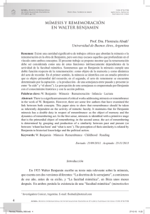 m&iacute;mesis y rememoraci&oacute;n en walter benjamin