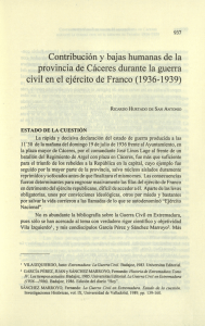 Contribución y bajas humanas de la provincia de Cáceres durante