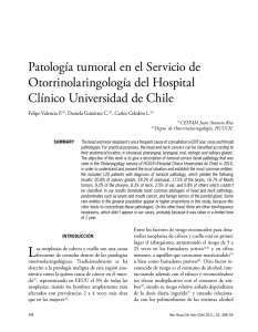 Patología tumoral en el Servicio de Otorrinolaringología del Hospital